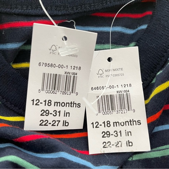 Gap 2 Bundle of Onesies Dinosaur Stripes Yellow Blue Size 12-18 Months - Picture 8 of 9